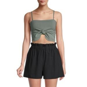 Susana Monaco X Revolve Bow Crop Top Spaghetti Strap Stretch Vacation Large